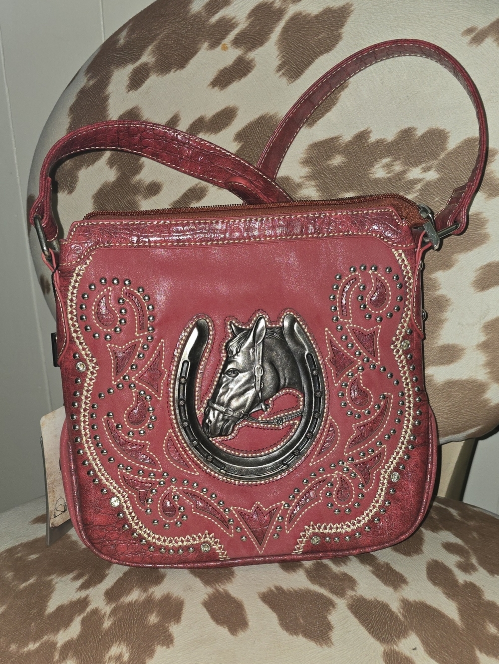Montana West Red Horse & Horseshoe Crossbody Bag
